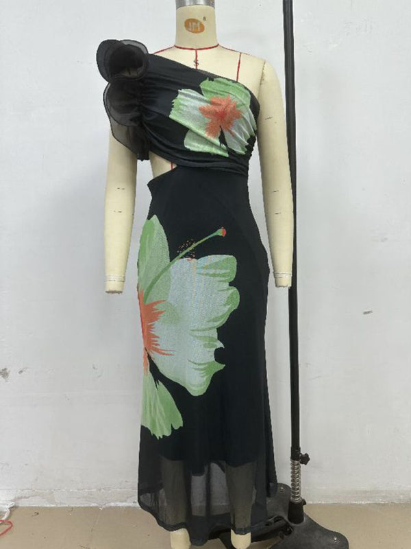 Fashion one shoulder slim dress