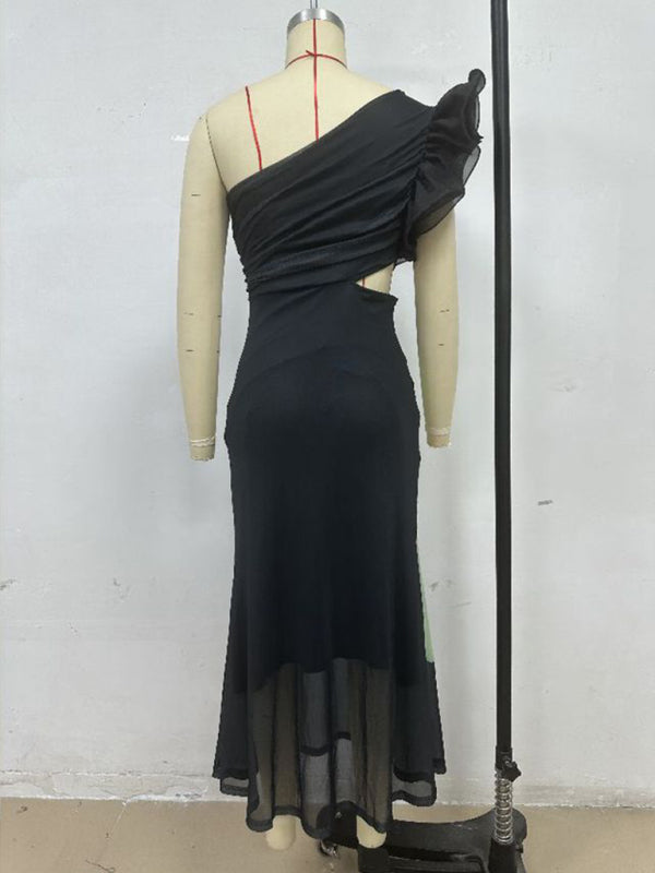 Fashion one shoulder slim dress