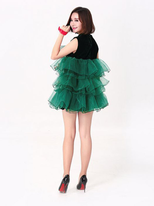 Layered Tulle Ruffled Shoulder Party Dress